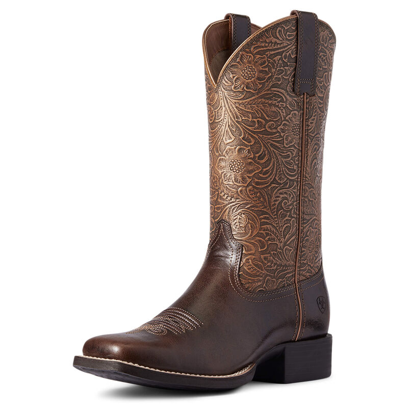 Botas Vaqueras Ariat Round Up Wide Square Toe Marrones Oscuro Mujer - Chile 407-DZAIYQ